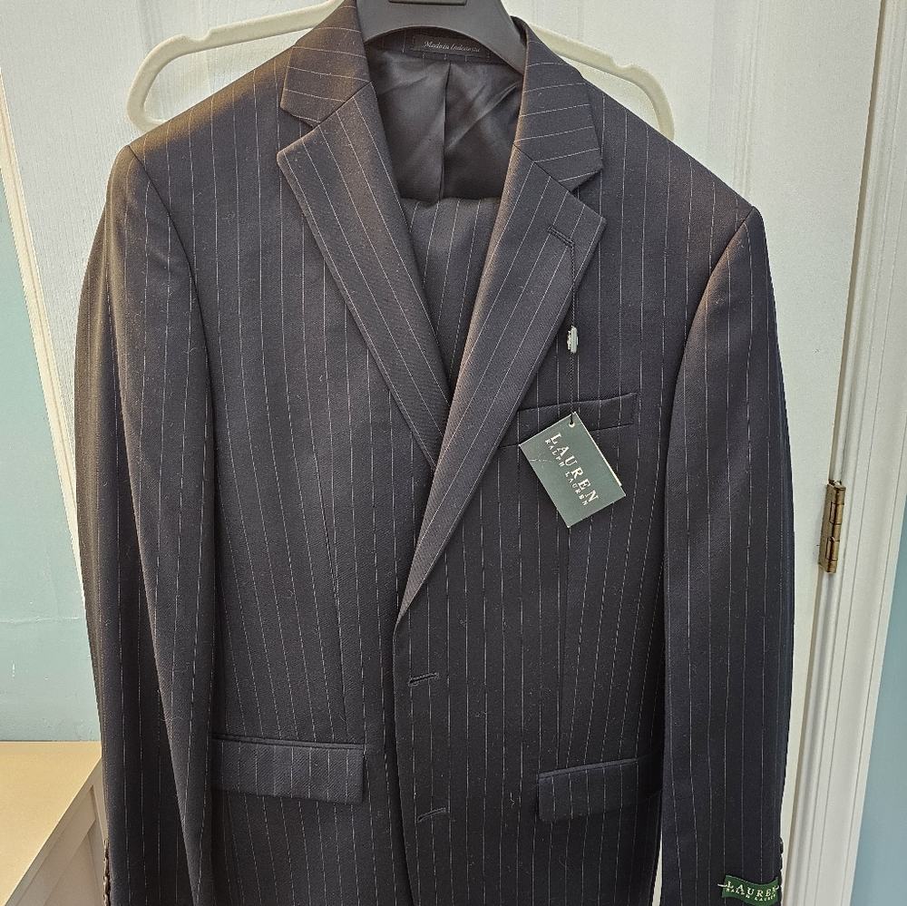 Ralph Lauren Blue Pinstripe Suit Size 40L